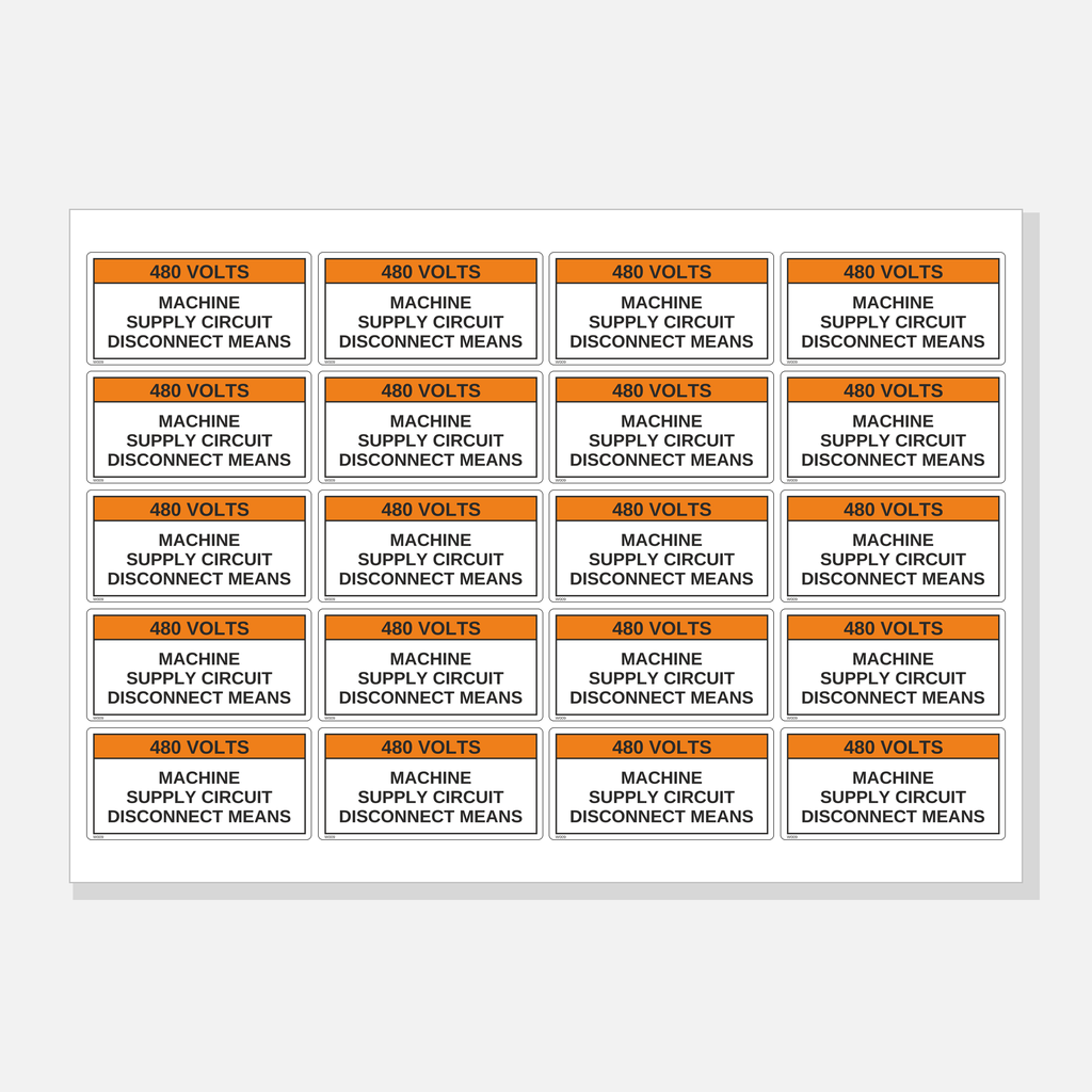 A4 sheet, 20 labels