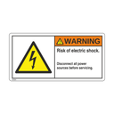 W004 - Risk of electric shock, Disconnect all power sources before servicing