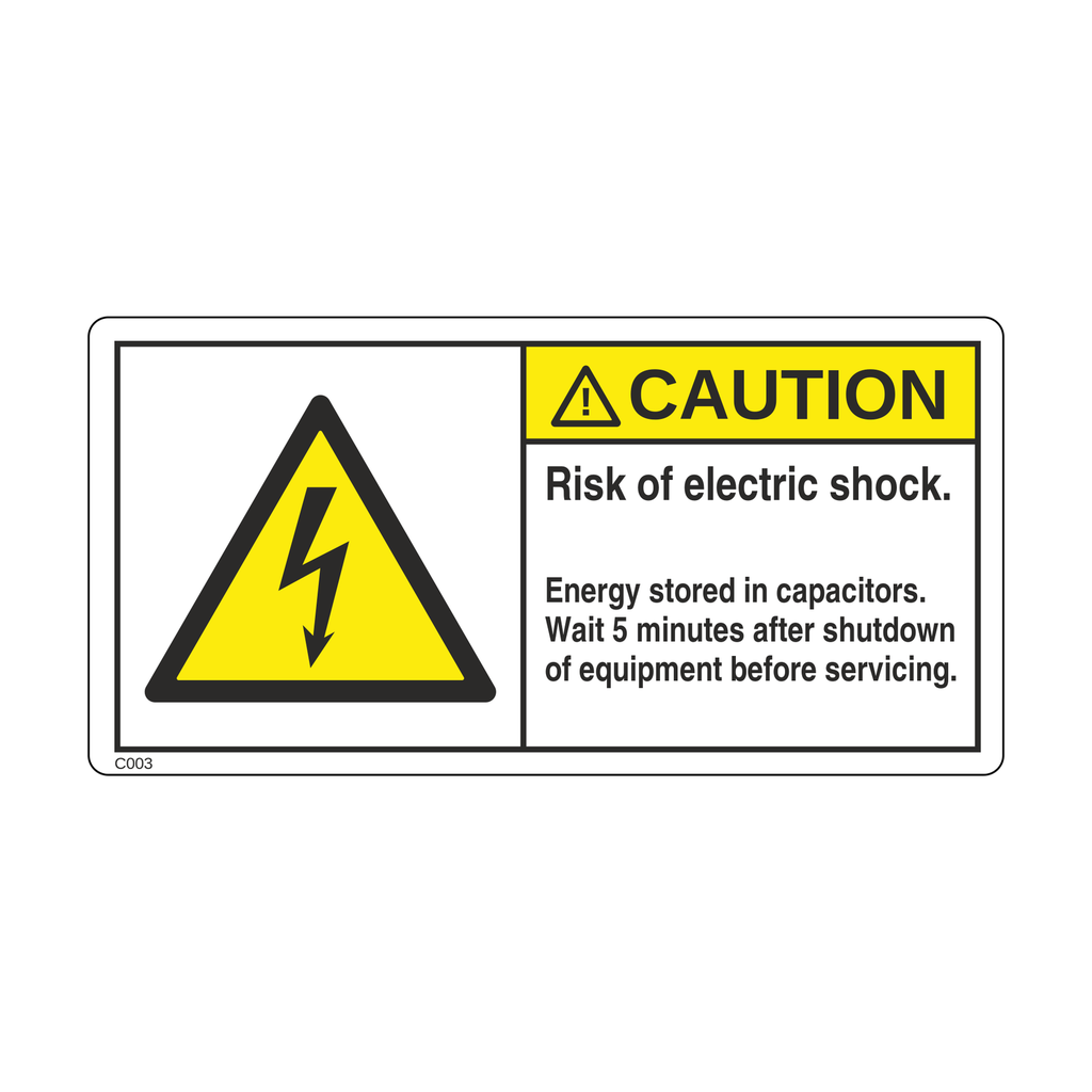 C003 - Risk of electric shock, Energy stored in capacitors