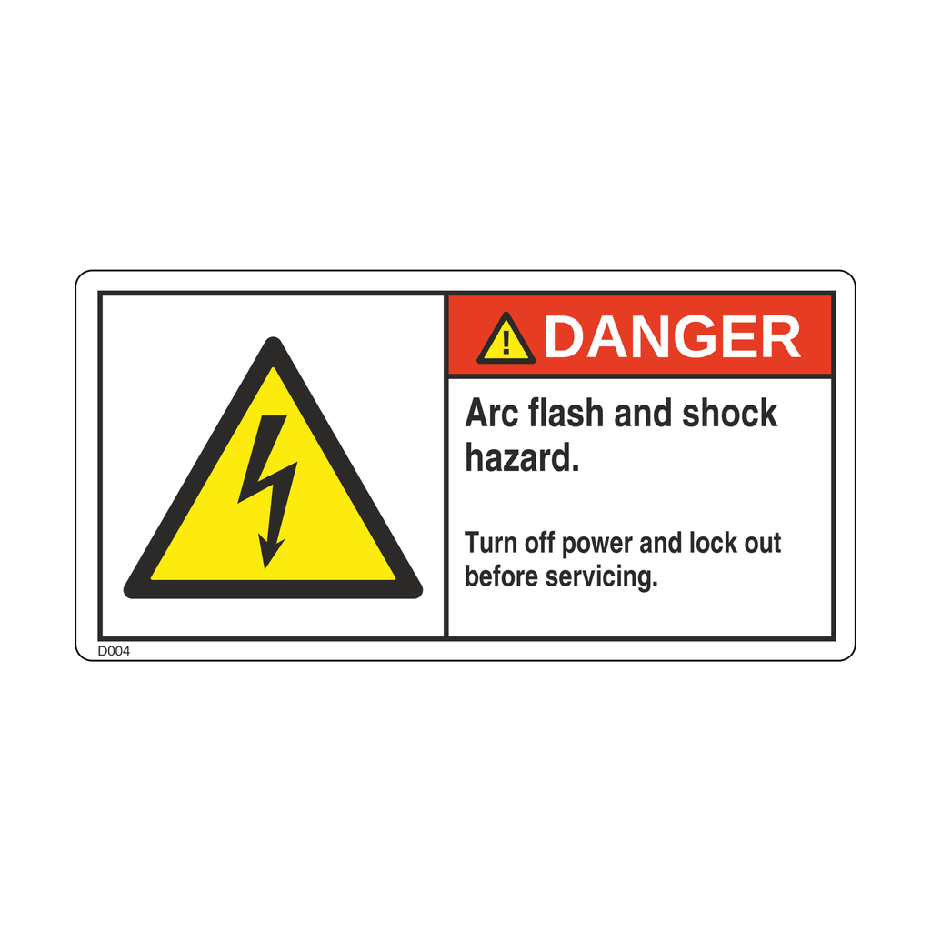 D004 - Arc flash and shock hazard, Turn off power and lock out before servicing